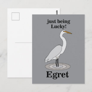 Silberreiher Glücksvogel Postkarte