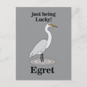 Silberreiher Glücksvogel Postkarte (Vorderseite)