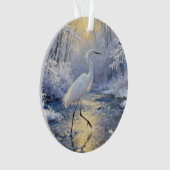 Silberreiher im schneereichen Winter Ornament (Vorderseite)