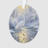 Silberreiher im schneereichen Winter Ornament (Vorderseite)