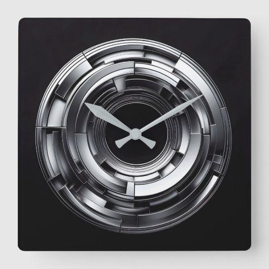 Silberringe Quadratische Wanduhr (Vorderseite)