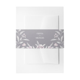 Silberrosa Aquarellblume Chinoiserie Hochzeit Einladungsbanderole