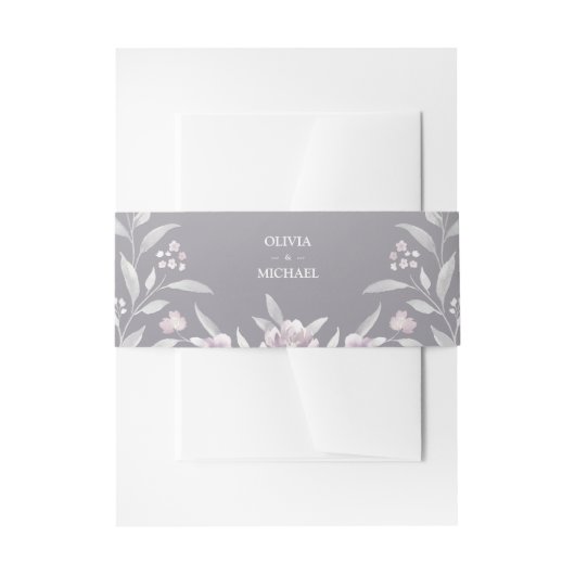 Silberrosa Aquarellblume Chinoiserie Hochzeit Einladungsbanderole (Vorderseite Beispiel)