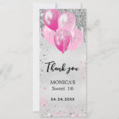 Silberrosa Ballons zum Geburtstag dank Karte (Vorderseite)