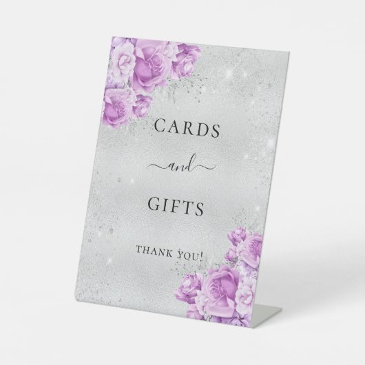 Silberrosa Blume Geburtstag Geschenke Sockelschild (Vorderseite)