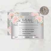 Silberrosa Blume Hochzeitsmenü UAWG Mitteilungskarte (Vorderseite/Rückseite Beispiel)