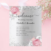 Silberrosa Blume Hochzeitsprogramm