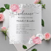 Silberrosa Blume Hochzeitsprogramm