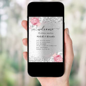 Silberrosa Blume Hochzeitsprogramm Poster