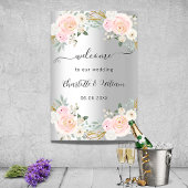 Silberrosa Blume Hochzeitsschrift willkommen Poster