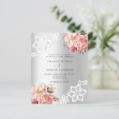 Silberrosa Blumen Einladung zur Hochzeit (Stehend Vorderseite)