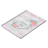 Silberrosa Blumenblätter Glitzer Tagebuch (Linke Seite)