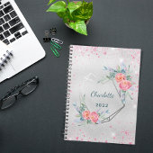 Silberrosa Blumenblätter Glitzer Tagebuch