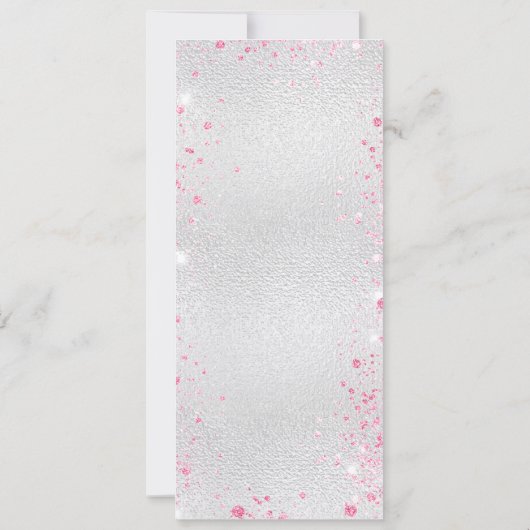 Silberrosa Blumenkarte Einladung (Rückseite)