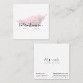 Silberrosa Federnröte aus Glitzer, modern und eleg Quadratische Visitenkarte (Vorne/Hinten)