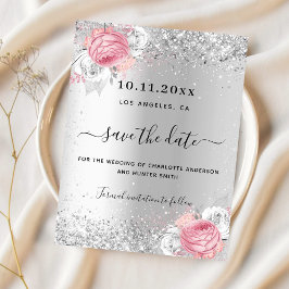 Silberrosa Flora Hochzeit speichern Sie die Dattel