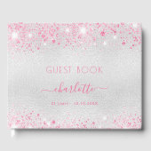 Silberrosa Geburtsname Gästebuch (Vorderseite)