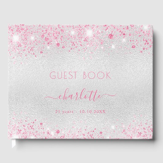 Silberrosa Geburtsname Gästebuch (Vorderseite)
