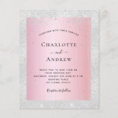 Silberrosa Glitzer Hochzeit Flyer (Vorne)