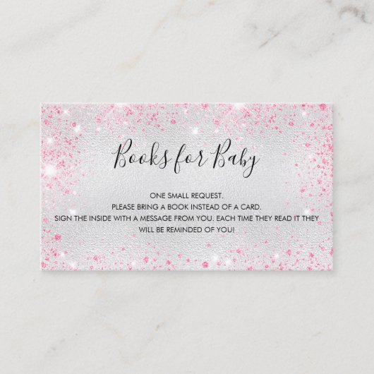 Silberrosa Glitzer Mädchen Babydusche Anfrage Visitenkarte (Vorderseite)