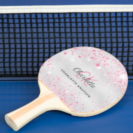 Silberrosa Glitzer Monogramm Tischtennis Schläger