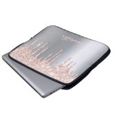 Silberrosa Glitzer Tropfen Metallname gürtlich Laptopschutzhülle (Vorne Knopf)