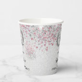 Silberrosa Glitzer zum 60. Geburtstag Pappbecher (Links)