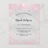 Silberrosa Glitzer zum Geburtstag elegant, modern Einladungspostkarte (Vorderseite)