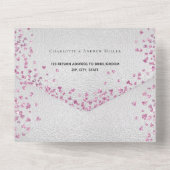 Silberrosa Herzen All In One Einladung (Rückseite)