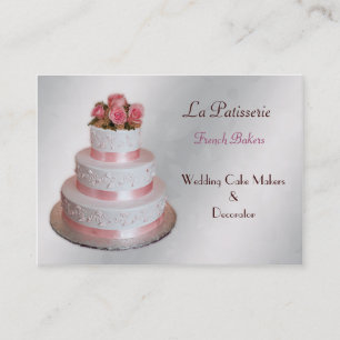 Silberrosa Hochzeitstorte Visitenkarten Visitenkarte