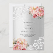 Silberrosa Luxus 25. Hochzeitstag Einladung (Vorderseite)