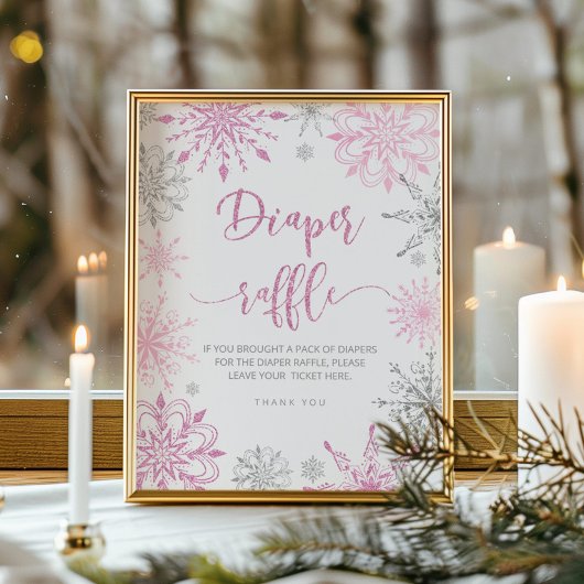 Silberrosa Schneeflocken Windelraffinerie Poster