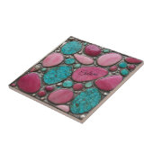 Silberrosa und türkisfarbene Kieselsteine Fliese (Seite)