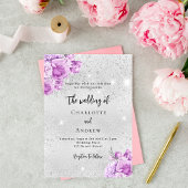 Silberrosa violette Blume Hochzeit Einladung