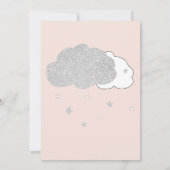 Silberrosa Wolken Sterne Mädchen Babydusche Einladung (Rückseite)