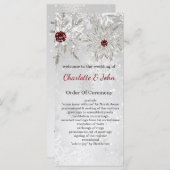 Silberrote Schneeflocken Winterhochzeit Programm (Vorne/Hinten)