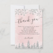 Silberrötlich pinkfarbener Schneekiefer Winterwint Dankeskarte (Vorderseite)