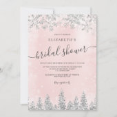 Silberrötlich pinkfarbener Schneekiefer Winterwint Einladung (Vorderseite)