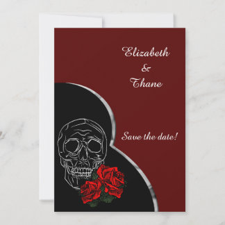 Silberschädel und Rose Moderne gotische Hochzeit Save The Date