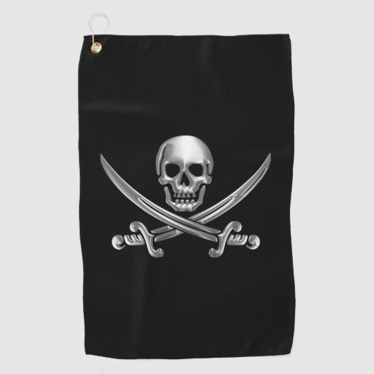 Silberschädel und Schwerter, überquert Golfhandtuch (Vorderseite)