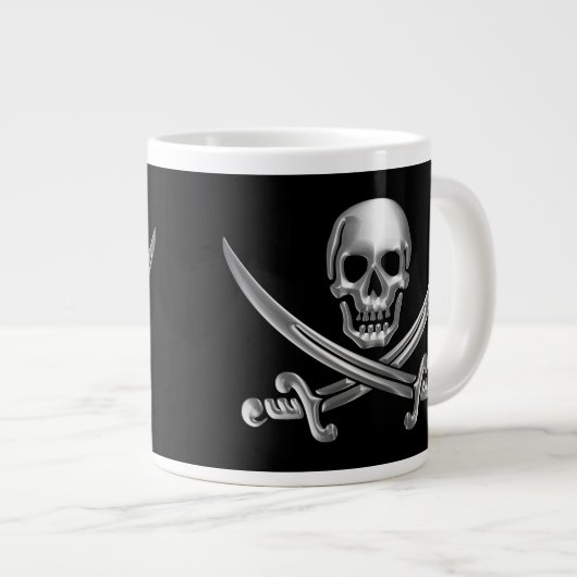 Silberschädel und Schwerter, überquert Jumbo-Tasse (Vorderseite Rechts)