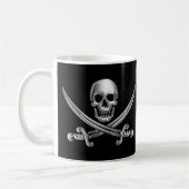 Silberschädel und Schwerter, überquert Kaffeetasse (Links)