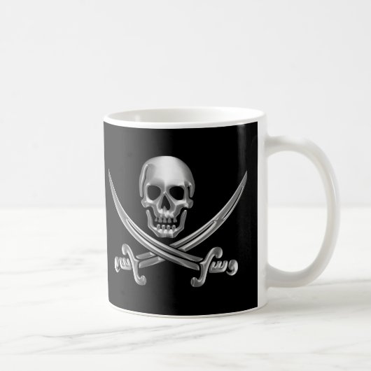 Silberschädel und Schwerter, überquert Kaffeetasse (Rechts)