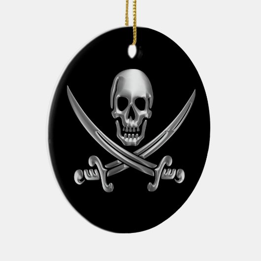 Silberschädel und Schwerter, überquert Keramikornament (Rechts)