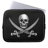 Silberschädel und Schwerter, überquert Laptopschutzhülle (Vorderseite)