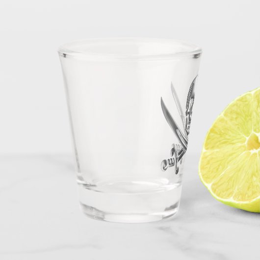 Silberschädel und Schwerter, überquert Schnapsglas (Links)