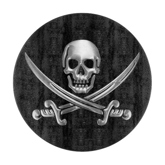 Silberschädel und Schwerter, überquert Schneidebrett (Vorderseite)