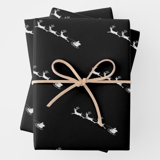 Silberschatz Weihnachtsmuster schwarzer Hintergrun Geschenkpapier Set (Beispiel)