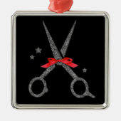 Silberschere Glitzer - Friseursalon Stylist Ornament Aus Metall (Vorne)