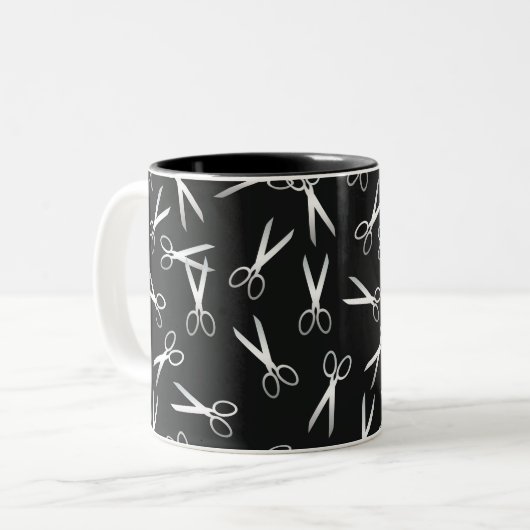 Silberschere | Individuelle Name Zweifarbige Tasse (Vorderseite Links)
